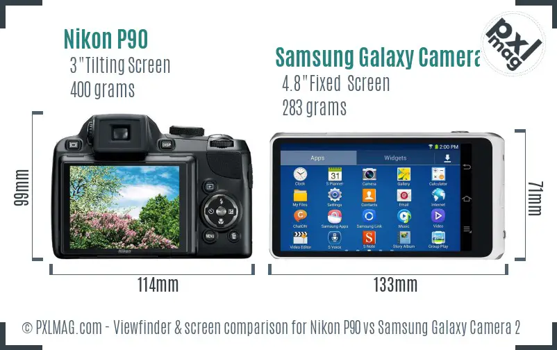 Nikon P90 vs Samsung Galaxy Camera 2 Screen and Viewfinder comparison
