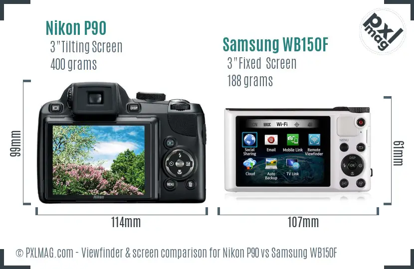 Nikon P90 vs Samsung WB150F Screen and Viewfinder comparison Nikon P90 vs Samsung WB150F Screen and Viewfinder comparison