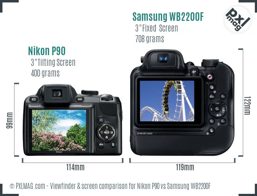 Nikon P90 vs Samsung WB2200F Screen and Viewfinder comparison Nikon P90 vs Samsung WB2200F Screen and Viewfinder comparison