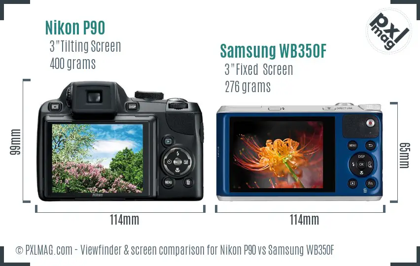 Nikon P90 vs Samsung WB350F Screen and Viewfinder comparison