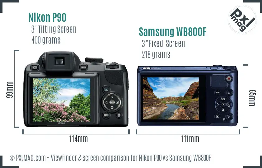Nikon P90 vs Samsung WB800F Screen and Viewfinder comparison
