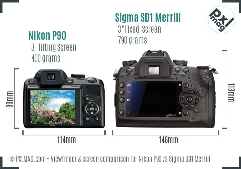 Nikon P90 vs Sigma SD1 Merrill Screen and Viewfinder comparison