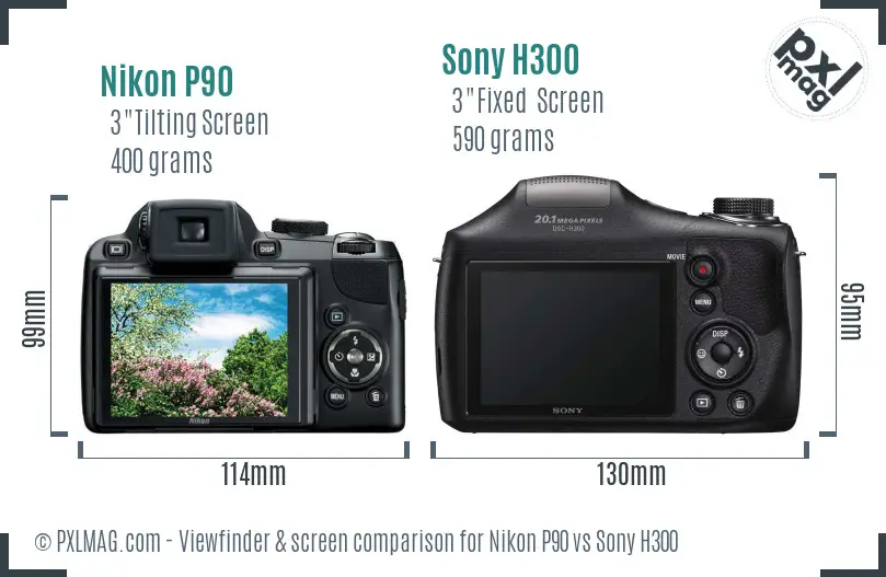Nikon P90 vs Sony H300 Screen and Viewfinder comparison