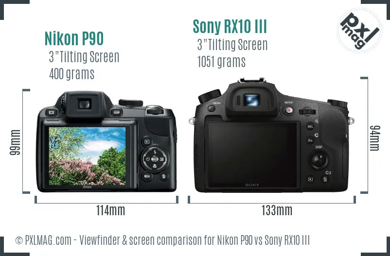 Nikon P90 vs Sony RX10 III Screen and Viewfinder comparison