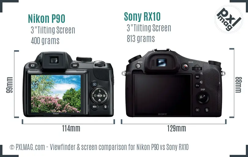 Nikon P90 vs Sony RX10 Screen and Viewfinder comparison