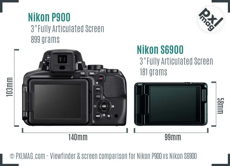 Nikon P900 vs Nikon S6900 Screen and Viewfinder comparison