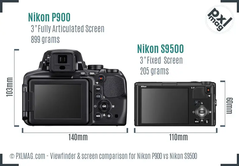 Nikon P900 vs Nikon S9500 Screen and Viewfinder comparison