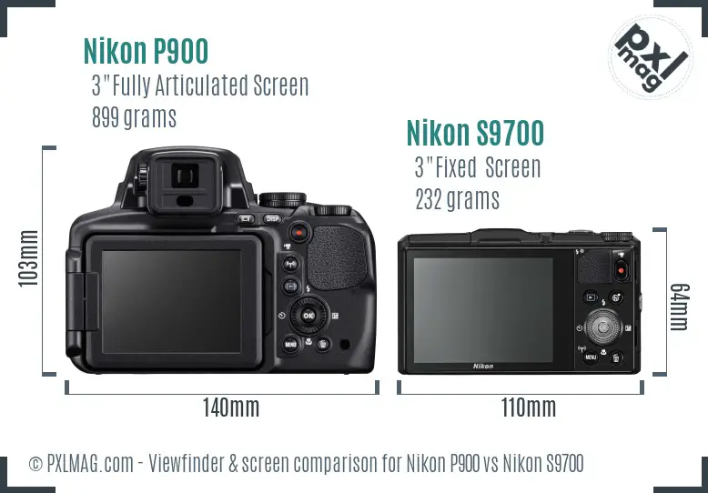 Nikon P900 vs Nikon S9700 Screen and Viewfinder comparison