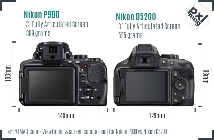 Nikon P900 vs Nikon D5200 Screen and Viewfinder comparison Nikon P900 vs Nikon D5200 Screen and Viewfinder comparison