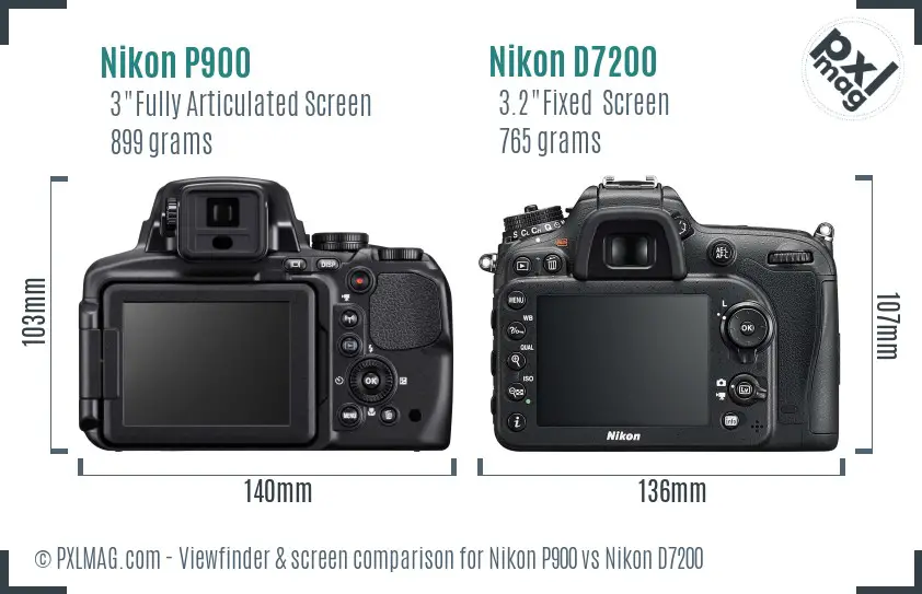 Nikon P900 vs Nikon D7200 Screen and Viewfinder comparison Nikon P900 vs Nikon D7200 Screen and Viewfinder comparison