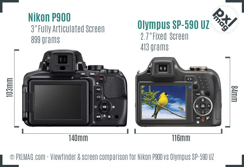 Nikon P900 vs Olympus SP-590 UZ Screen and Viewfinder comparison