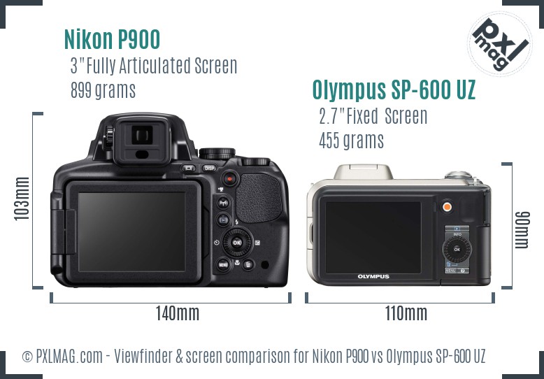 Nikon P900 vs Olympus SP-600 UZ Screen and Viewfinder comparison