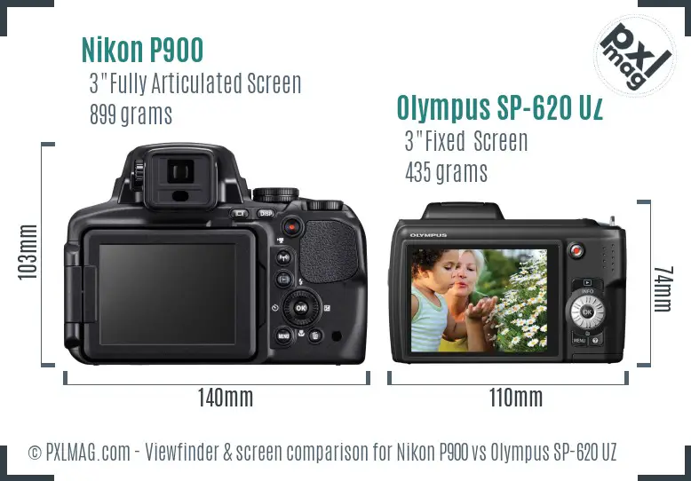 Nikon P900 vs Olympus SP-620 UZ Screen and Viewfinder comparison