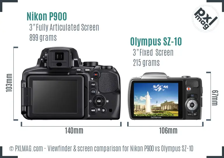 Nikon P900 vs Olympus SZ-10 Screen and Viewfinder comparison