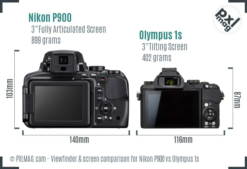 Nikon P900 vs Olympus 1s Screen and Viewfinder comparison