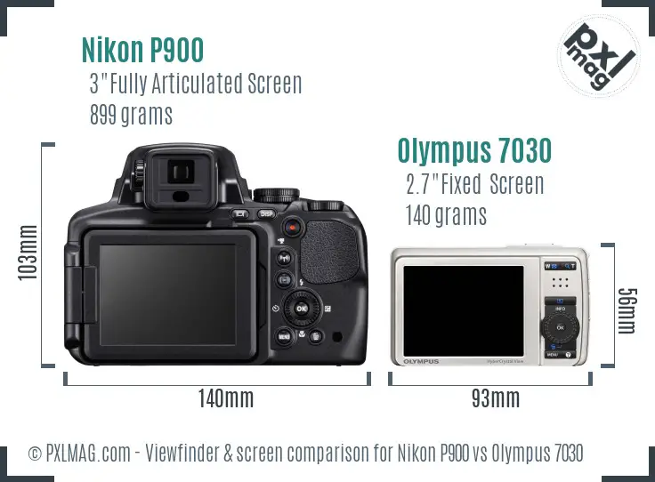 Nikon P900 vs Olympus 7030 Screen and Viewfinder comparison