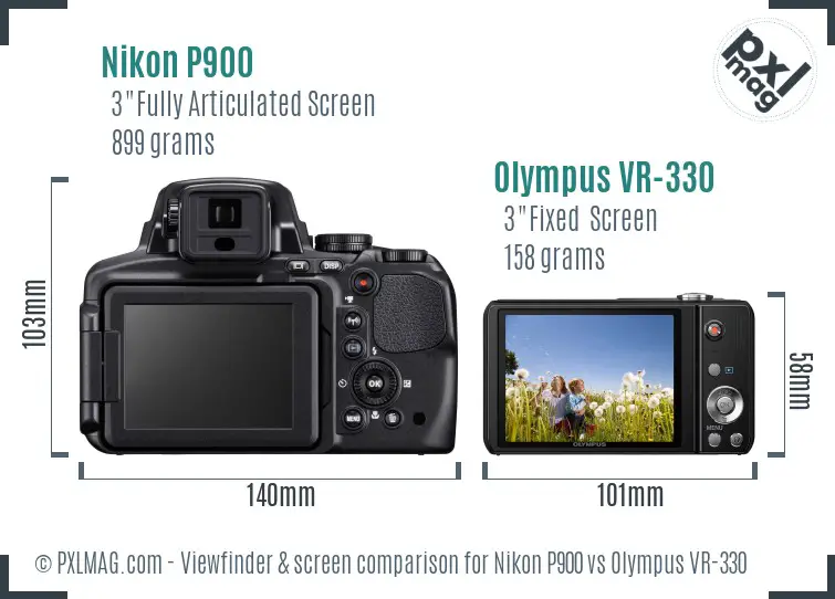 Nikon P900 vs Olympus VR-330 Screen and Viewfinder comparison