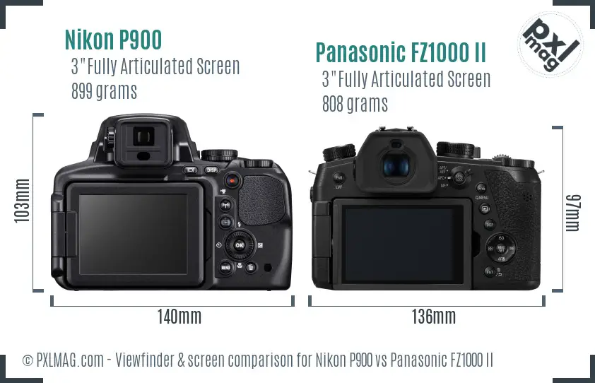 Nikon P900 vs Panasonic FZ1000 II Screen and Viewfinder comparison Nikon P900 vs Panasonic FZ1000 II Screen and Viewfinder comparison