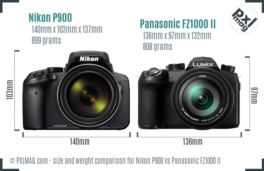 Nikon P900 vs Panasonic FZ1000 II size comparison Nikon P900 vs Panasonic FZ1000 II size comparison