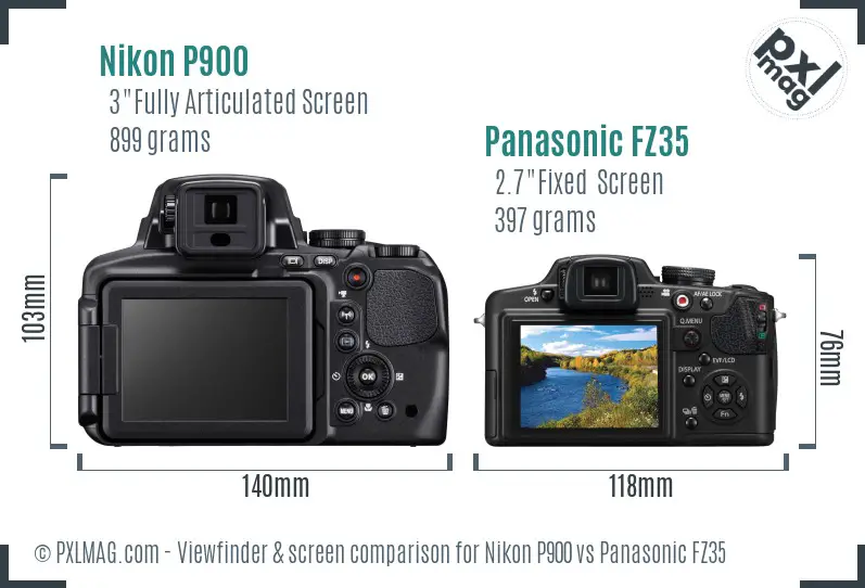 Nikon P900 vs Panasonic FZ35 Screen and Viewfinder comparison