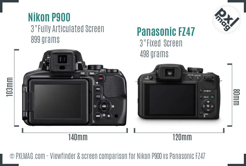 Nikon P900 vs Panasonic FZ47 Screen and Viewfinder comparison Nikon P900 vs Panasonic FZ47 Screen and Viewfinder comparison