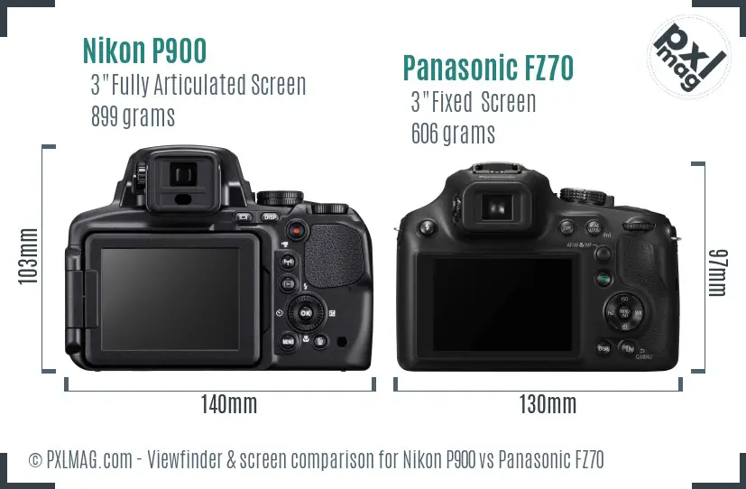 Nikon P900 vs Panasonic FZ70 Screen and Viewfinder comparison