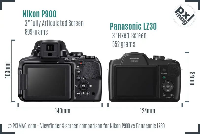 Nikon P900 vs Panasonic LZ30 Screen and Viewfinder comparison Nikon P900 vs Panasonic LZ30 Screen and Viewfinder comparison