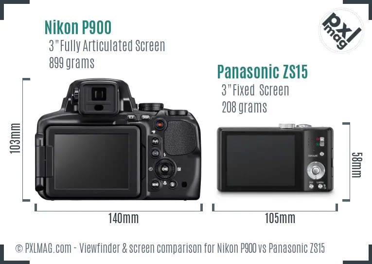 Nikon P900 vs Panasonic ZS15 Screen and Viewfinder comparison Nikon P900 vs Panasonic ZS15 Screen and Viewfinder comparison