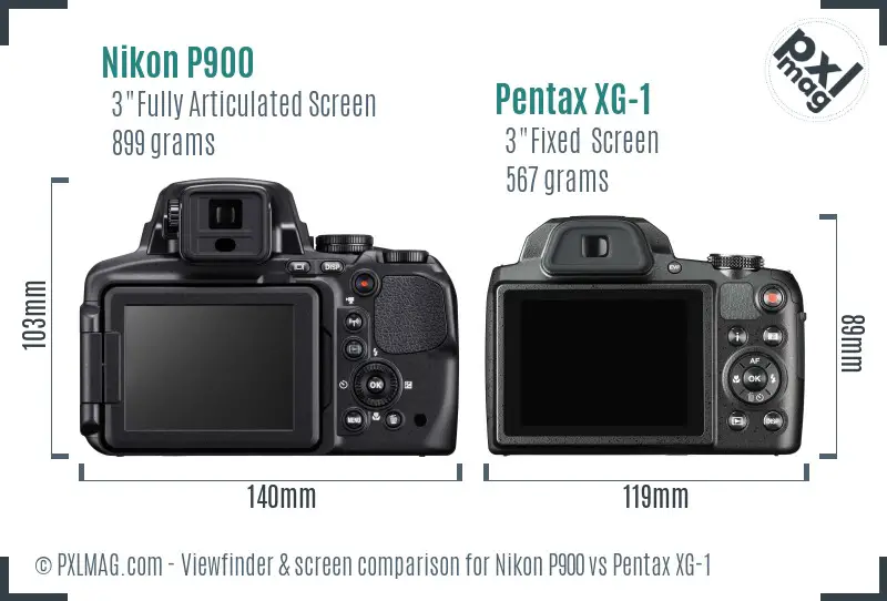 Nikon P900 vs Pentax XG-1 Screen and Viewfinder comparison