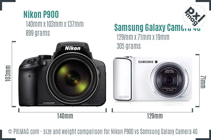 Nikon P900 vs Samsung Galaxy Camera 4G size comparison Nikon P900 vs Samsung Galaxy Camera 4G size comparison