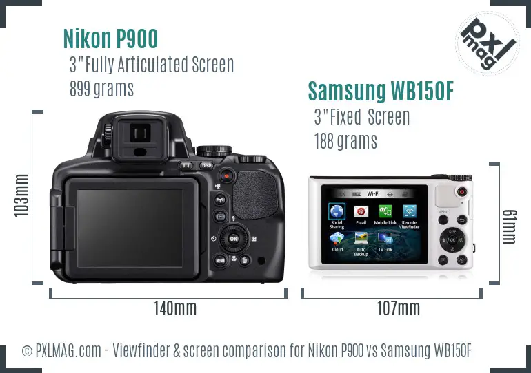 Nikon P900 vs Samsung WB150F Screen and Viewfinder comparison Nikon P900 vs Samsung WB150F Screen and Viewfinder comparison