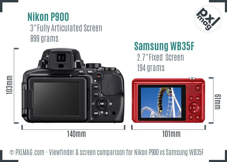 Nikon P900 vs Samsung WB35F Screen and Viewfinder comparison Nikon P900 vs Samsung WB35F Screen and Viewfinder comparison