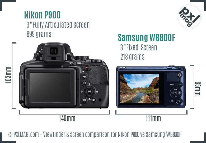 Nikon P900 vs Samsung WB800F Screen and Viewfinder comparison Nikon P900 vs Samsung WB800F Screen and Viewfinder comparison