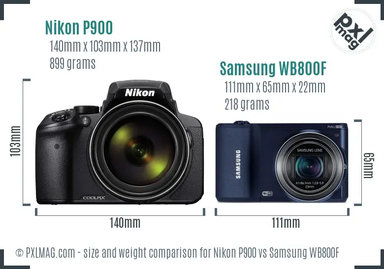 Nikon P900 vs Samsung WB800F size comparison Nikon P900 vs Samsung WB800F size comparison