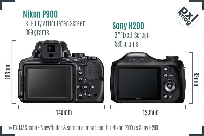Nikon P900 vs Sony H200 Screen and Viewfinder comparison
