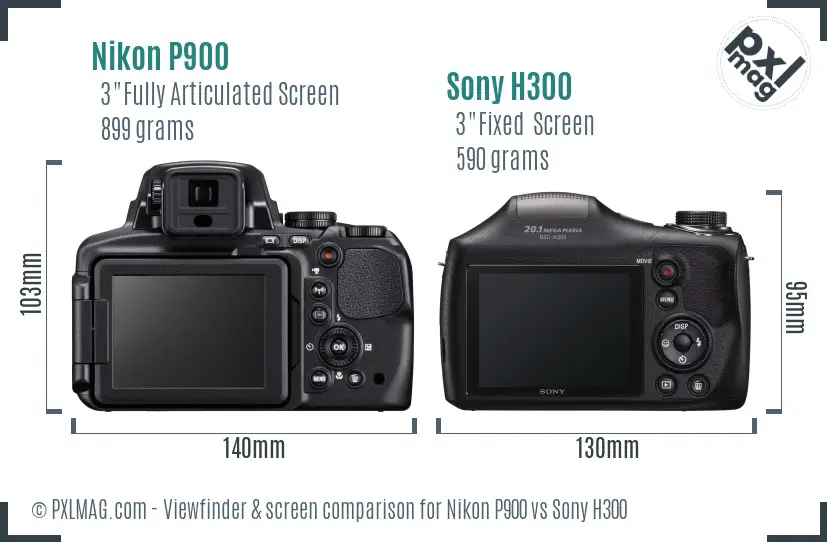 Nikon P900 vs Sony H300 Screen and Viewfinder comparison