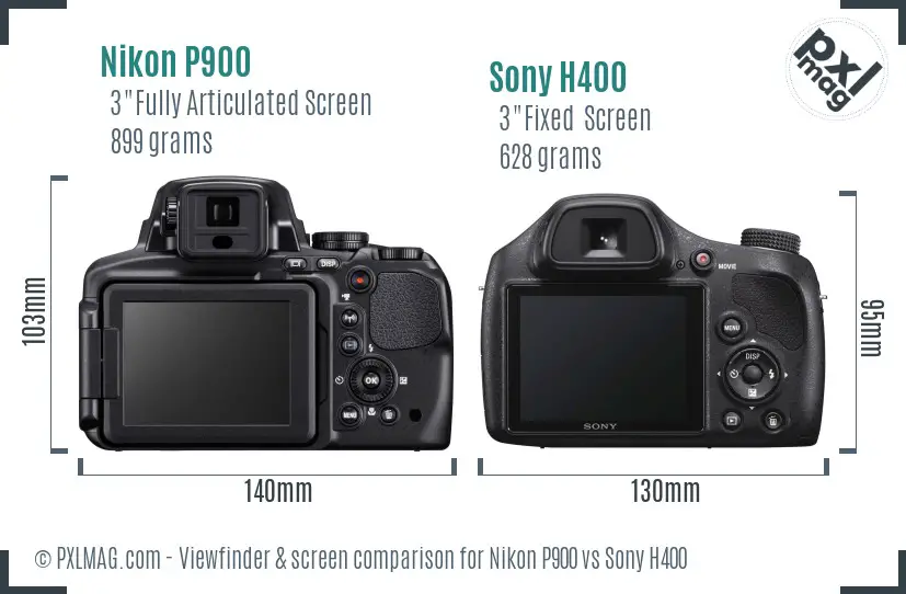 Nikon P900 vs Sony H400 Screen and Viewfinder comparison