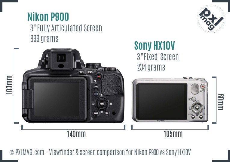 Nikon P900 vs Sony HX10V Screen and Viewfinder comparison