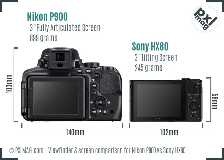 Nikon P900 vs Sony HX80 Screen and Viewfinder comparison