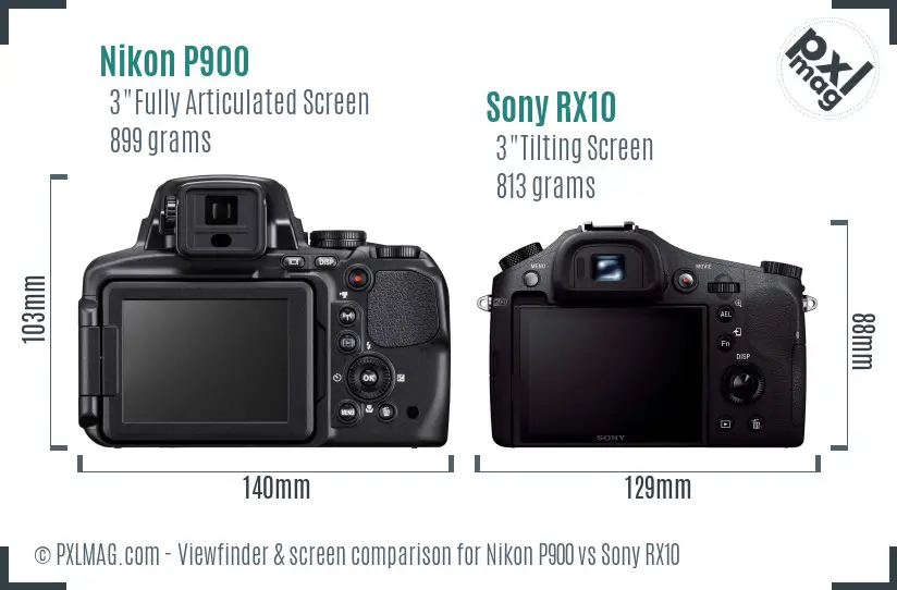 Nikon P900 vs Sony RX10 Screen and Viewfinder comparison