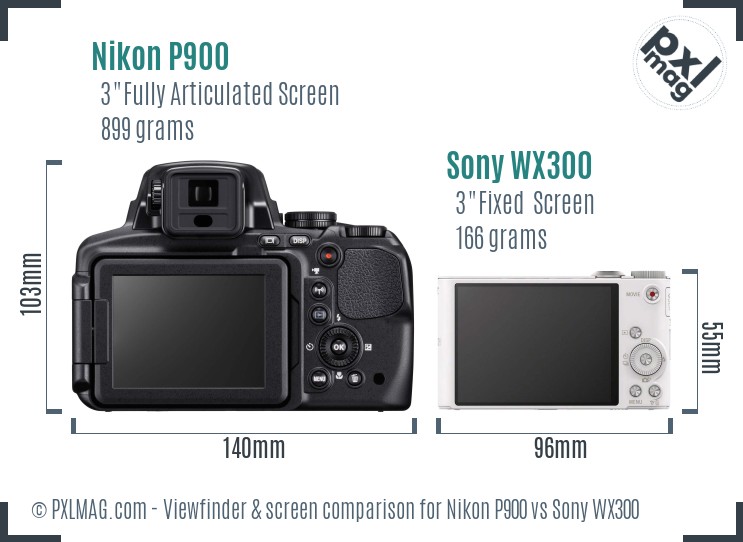 Nikon P900 vs Sony WX300 Screen and Viewfinder comparison