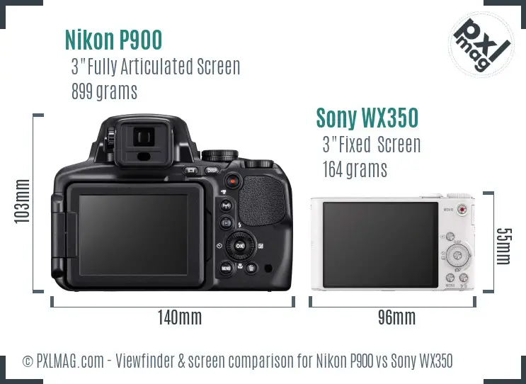 Nikon P900 vs Sony WX350 Screen and Viewfinder comparison