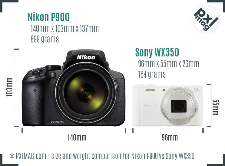 Nikon P900 vs Sony WX350 size comparison Nikon P900 vs Sony WX350 size comparison