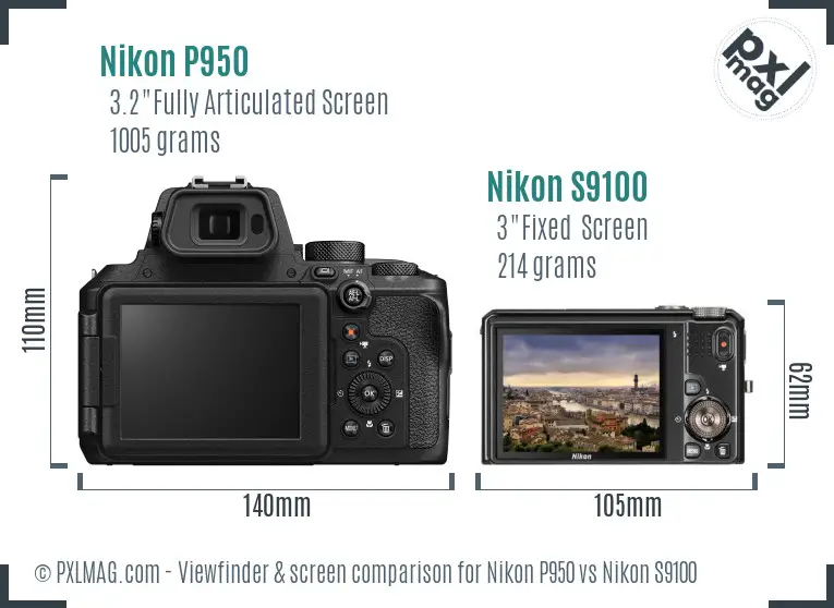 Nikon P950 vs Nikon S9100 Screen and Viewfinder comparison