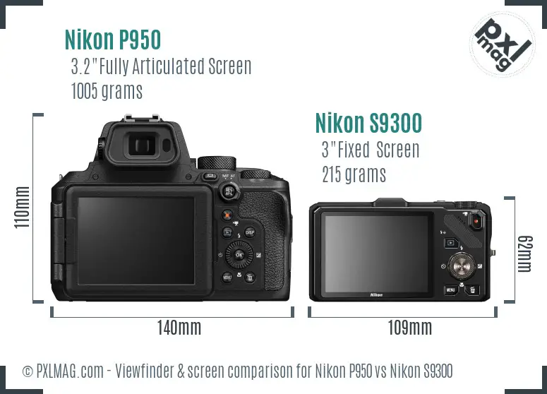 Nikon P950 vs Nikon S9300 Screen and Viewfinder comparison
