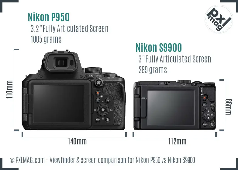 Nikon P950 vs Nikon S9900 Screen and Viewfinder comparison