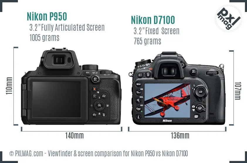 Nikon P950 vs Nikon D7100 Screen and Viewfinder comparison Nikon P950 vs Nikon D7100 Screen and Viewfinder comparison