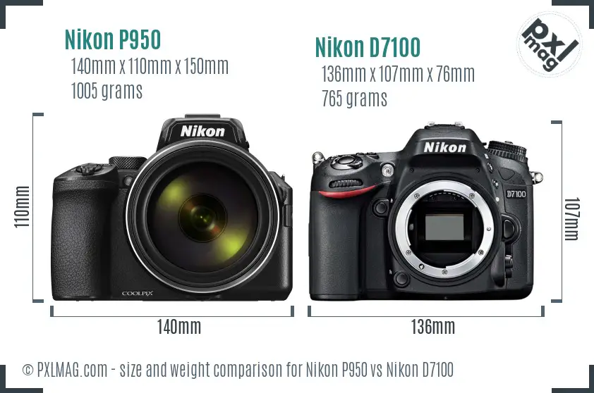 Nikon P950 vs Nikon D7100 size comparison Nikon P950 vs Nikon D7100 size comparison