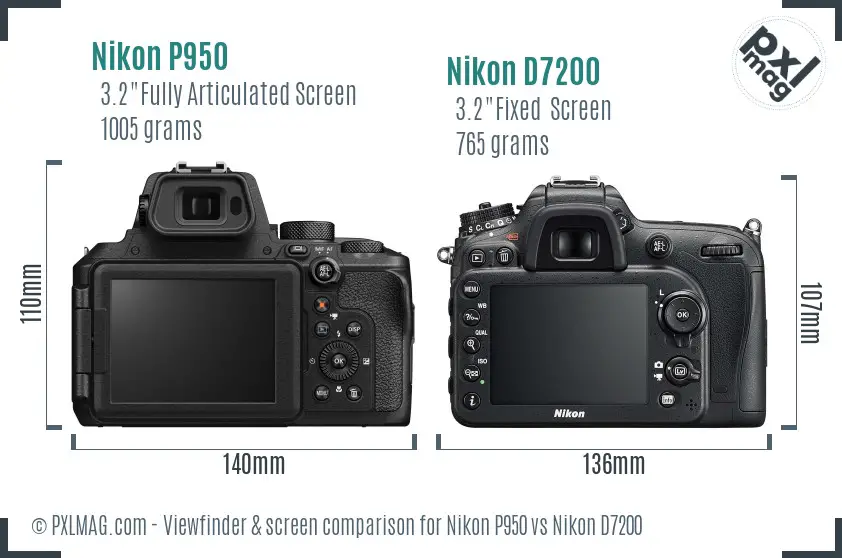 Nikon P950 vs Nikon D7200 Screen and Viewfinder comparison Nikon P950 vs Nikon D7200 Screen and Viewfinder comparison