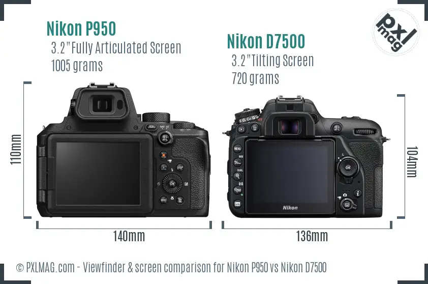 Nikon P950 vs Nikon D7500 Screen and Viewfinder comparison Nikon P950 vs Nikon D7500 Screen and Viewfinder comparison